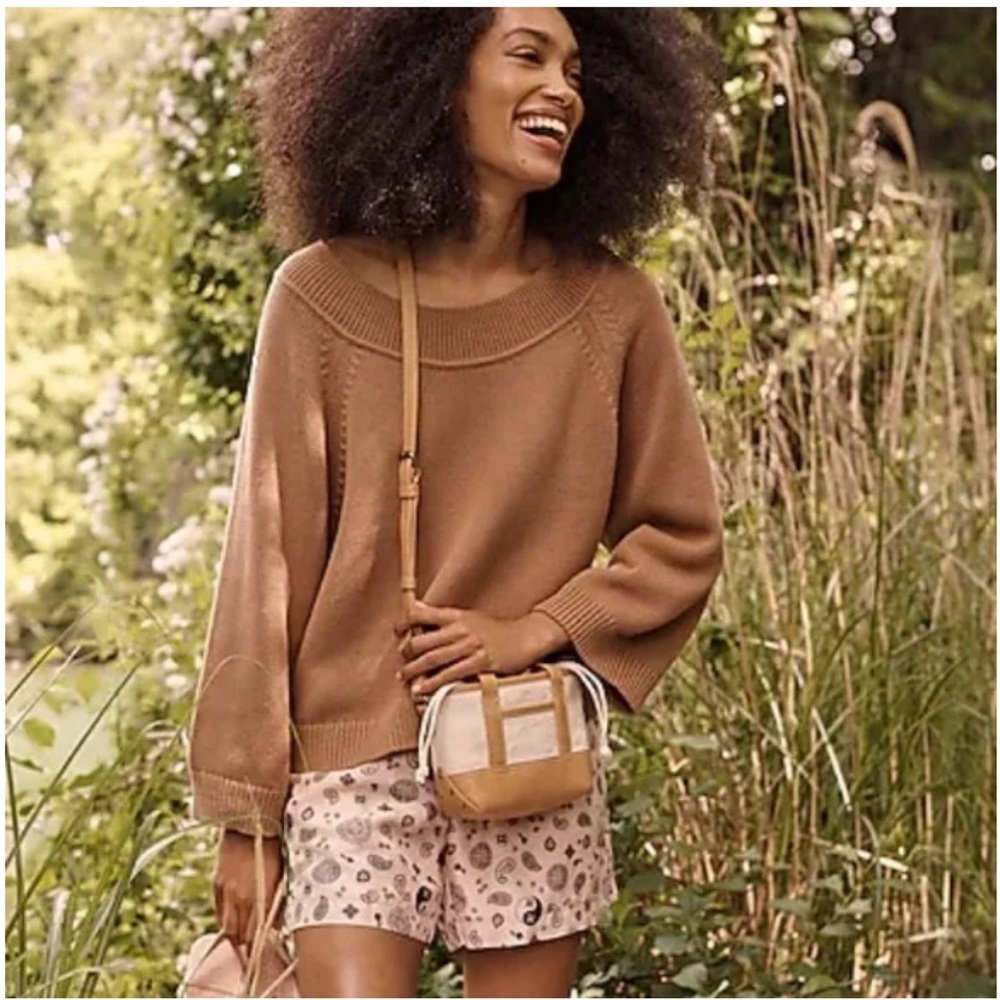 J.Crew mini montauk canvas cream tote crossbody